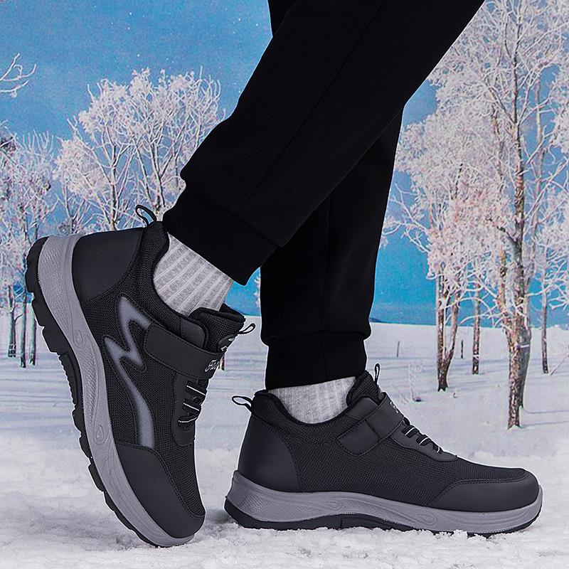 Winter Velcro cotton shoes velvet non-slip warm shoes medium walking shoes outdoor cold resistance warm