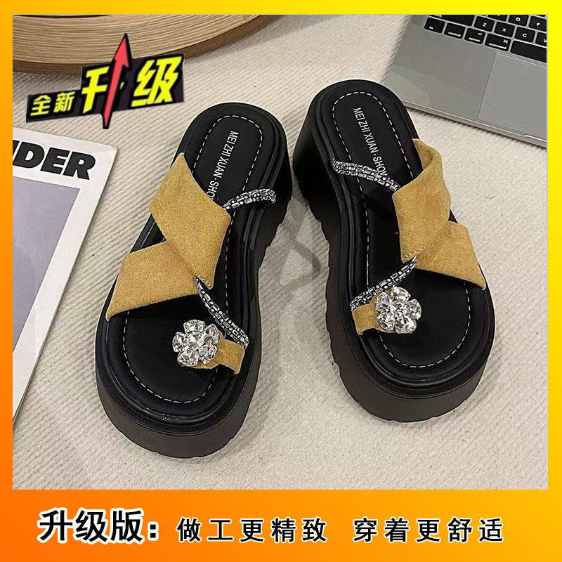 Height-increasing versatile non-slip with skirt cover, toe cool slippers, summer and Korean version thick-soled slippers, women's summer outer wear 2