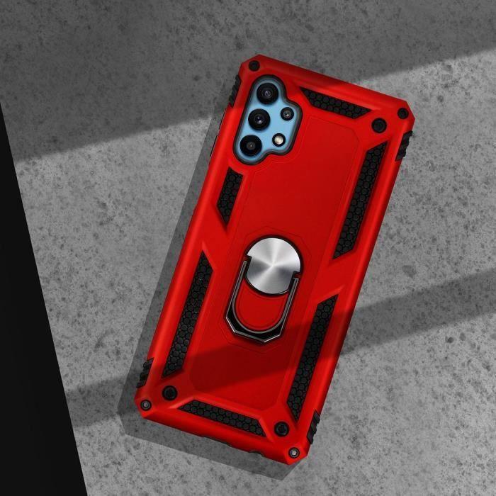 Coque de protection rouge pour Samsung Galaxy A32 5G avec anneau support métal et bordure silicone antichoc