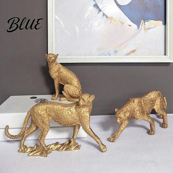 High-quality Resin Leopard Golden Figurine Model Vivid Statue Squatting Running Posture Entrance Hall Decor Item Ornament for TV Stand Entryway