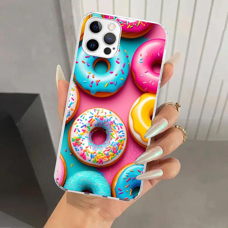Macaron Ice Cream Cake Doughnut Phone Case for Iphone 17 Air 16 15 Plus 14 13 Mini 12 11 Pro Max 16E 7 8 SE 2020 Soft Funda Prin