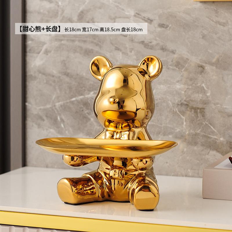 Bär mit Gewehr Schlüsselaufbewahrungsschale Türschuhschrank Eingang Dekoration Sparschwein Keramik Wohnzimmer Leichter Luxus Dekoration