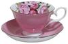 Royal Arden Kemik Çini Fincan ve Tabak, 240ml, Gül Desenli, Pembe, 37138