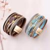 Crystal Magnet Buckle Leather Bracelet Woven Multi-layer Bangle Jewelry Accessory