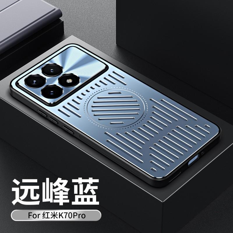 Metal Mesh Cooling Phone Case Redmi K70 Pro K60 Series Magnetic Snap-on Full Cover TPUPCAluminum Back