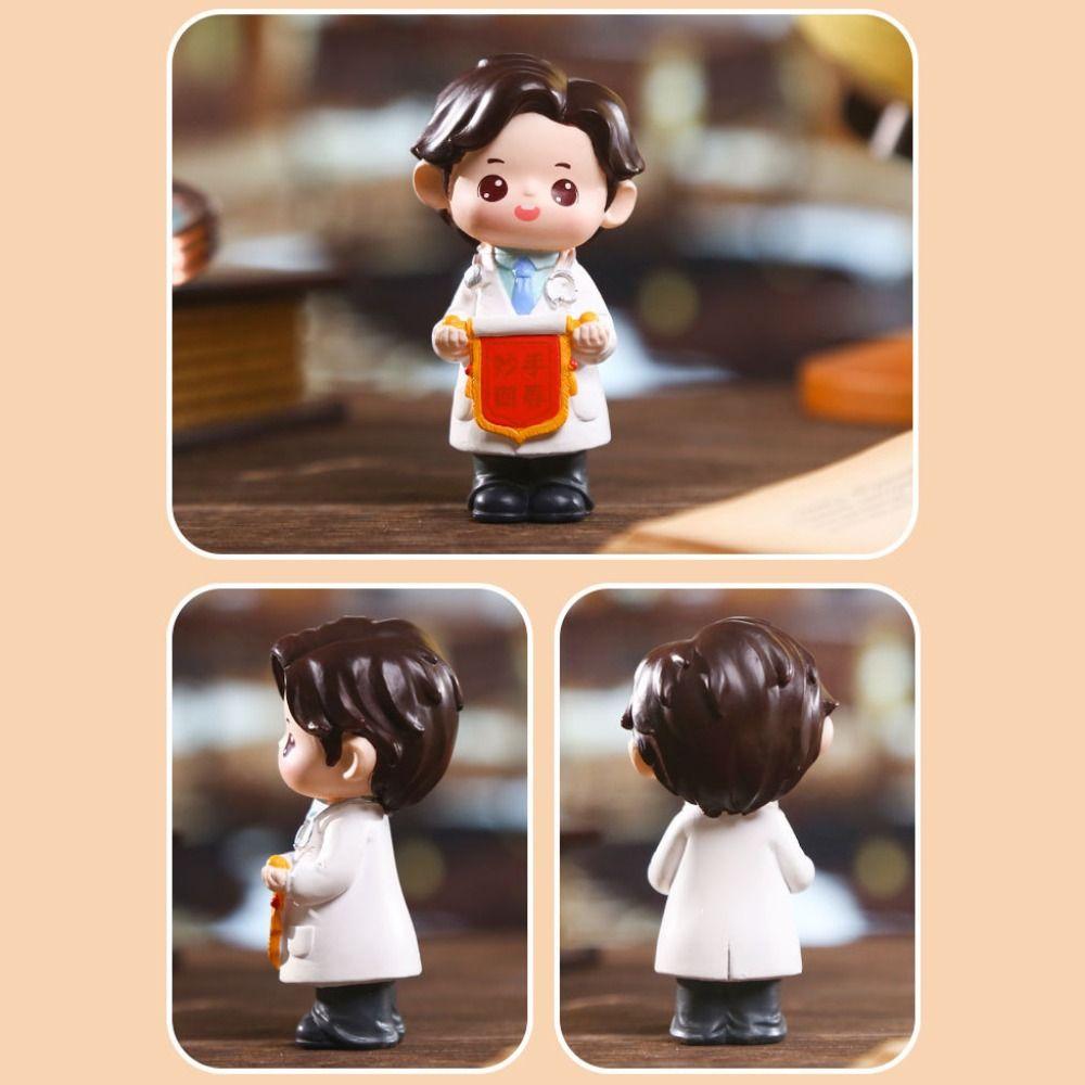 Resin Doctor Nurse Figurine Cartoon Doctor Nurse Model Statue Doctor Garage Kit Baking Ornaments
