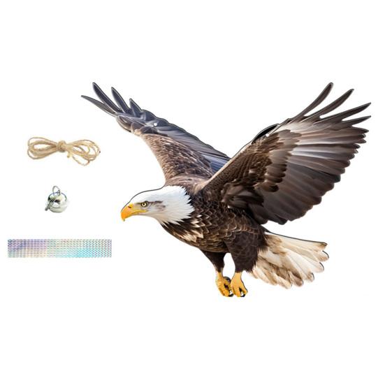 

Подвесная поддельная сова 2D плоская приманка совы с отражающей лентой украшение орла с колокольчиком для отпугивания голубей от окна B