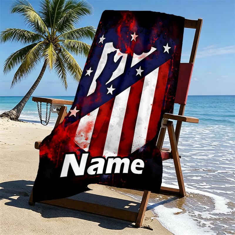 Custom Name Personalized Football Team Print Beach Towel, for Trip Camping Beach Party Home Decor, Birthday Gift for Family & Friends