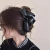 1PC Claw Clip PU Leather Bow Hair Clip Black 3D Design Hair Claw Clip Premium Feel Stylish Girls Kids Hair Accessories for Women