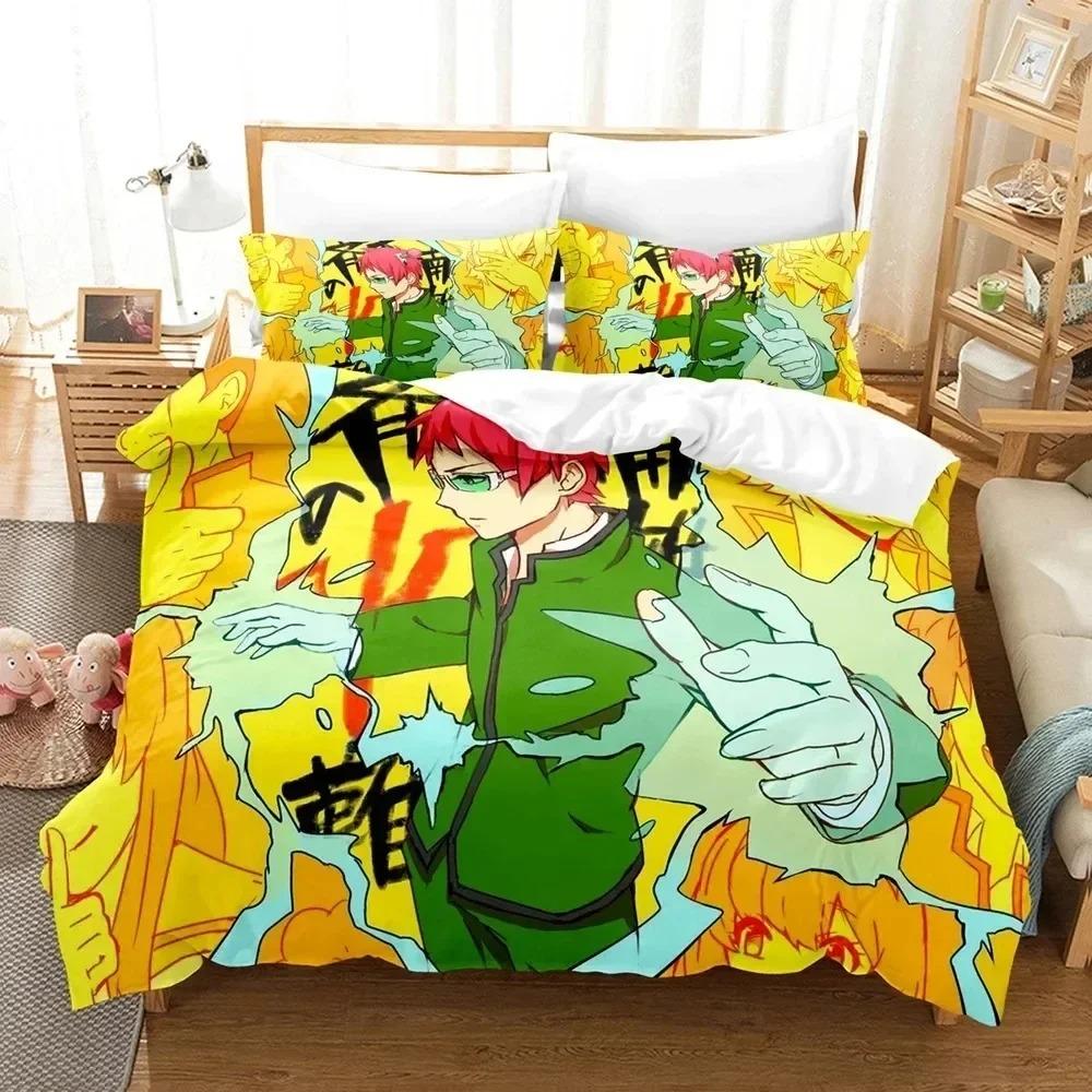 

Anime The Disastrous Life Of Saiki K. Bedding Set Duvetcover Bed Set Quilt Cover Pillowcase Comforter King Queen Size Boys Adult EU single(135x200cm)