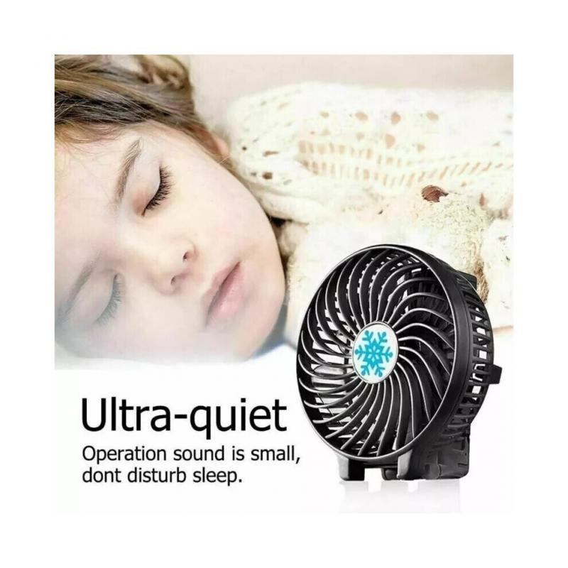 (Blue) Mini Hand Held Fan Portable Folding Desk Fan Cooler Cooling USB Rechargeable Fan