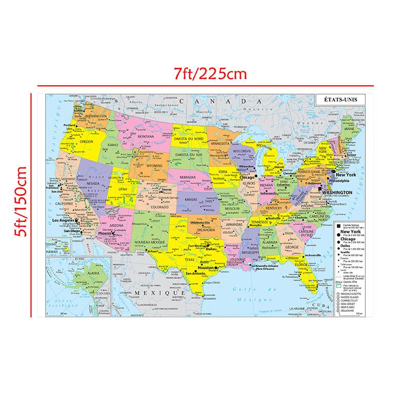 USA Map Poster United States Political Wall Map with States Capitals for Classroom Home School Supplies Students Educational Art Decor