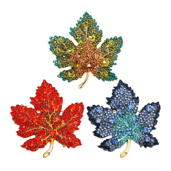 1/3Pcs Maple Leaf Brooch Colored Rhinestone Enamel Thanksgiving Brooch Festive Autumn Inspired Design Lapel Badge