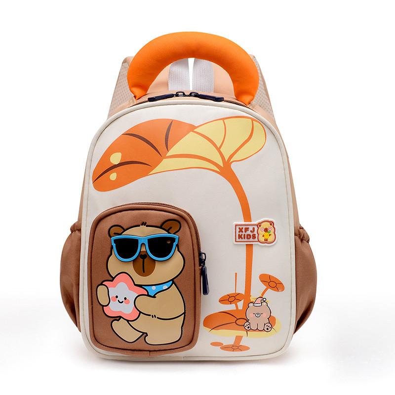 

Preschool Children Cartoon Backpack With Breathable Nylon Material And Shock Absorbing Straps For School Brown