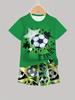 Fußballtrikot Jungen Set Mode Fußball Print Sommer Sportset Locker Atmungsaktiv Kinder Oberteile Freizeit Leicht Jungen Kleidung
