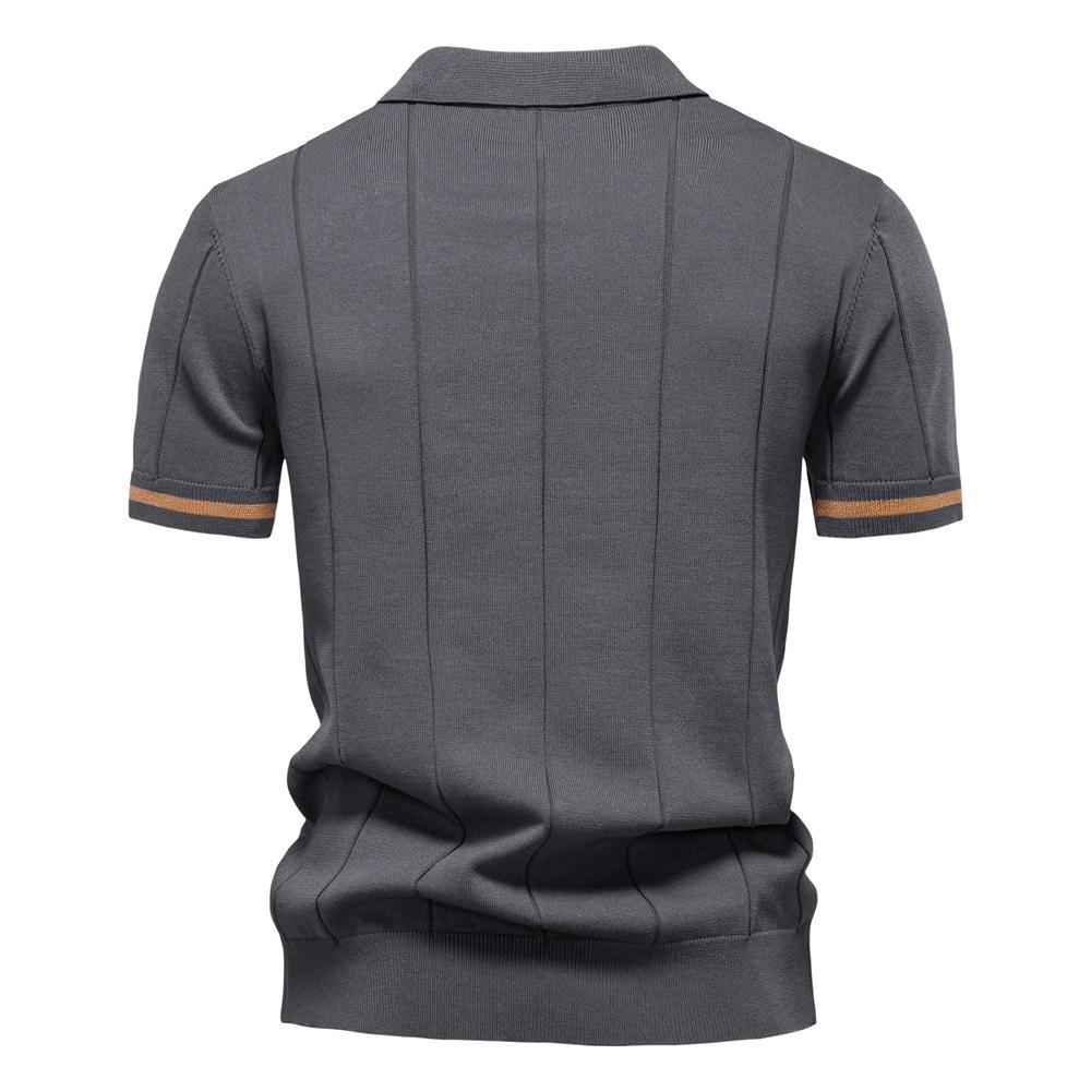 Callaway Tricou polo din lână pentru bărbați, brodat primăvara/vara 2025, stil business casual, tricou polo tricotat cu guler închis, mânecă scurtă