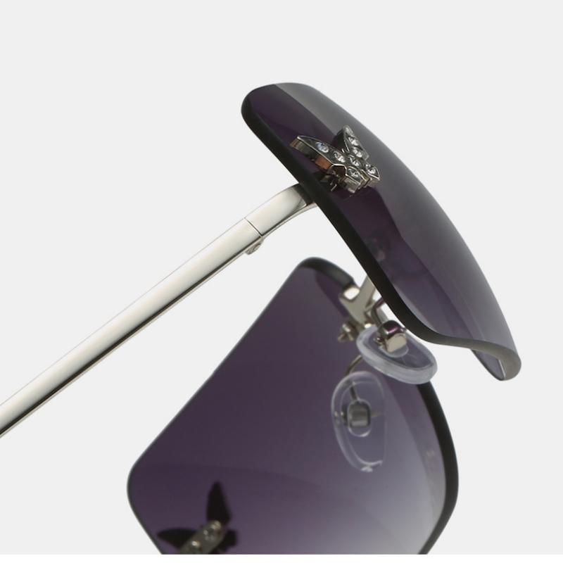 Neue rahmenlose Sonnenbrille, modische Retro-Farbverlaufsbrille, personalisierte mit Schmetterlingen besetzte Diamant-Sonnenbrille
