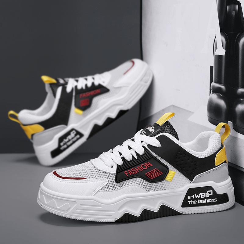 Men's Summer 2024 Trendy White Mesh Sneakers: Breathable and Stylish