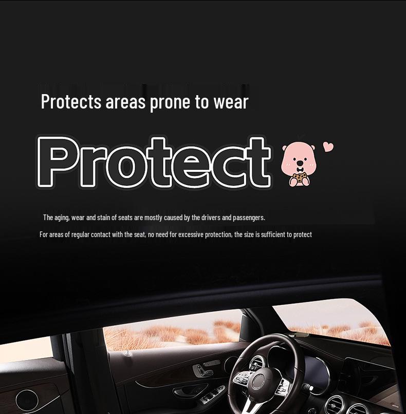 Beaver Cartoon Cotton Linen Car Seat Cushion for Hyundai Festa, Elantra, Tucson - All-Season Use.
