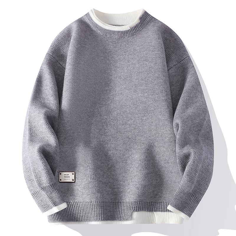 Autumn Winter Trendy Korean Style Loose Fit Knitted Sweater Men Casual Pullovers
