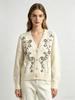 European and American style autumn and winter new heavy industry embroidered beads flower knitted cardigan women's loose v-neck outer sweater