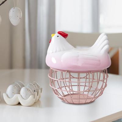 Basket, Egg Holder for The Kitchen, Table Organizer with Lid, Creative And Decorative.