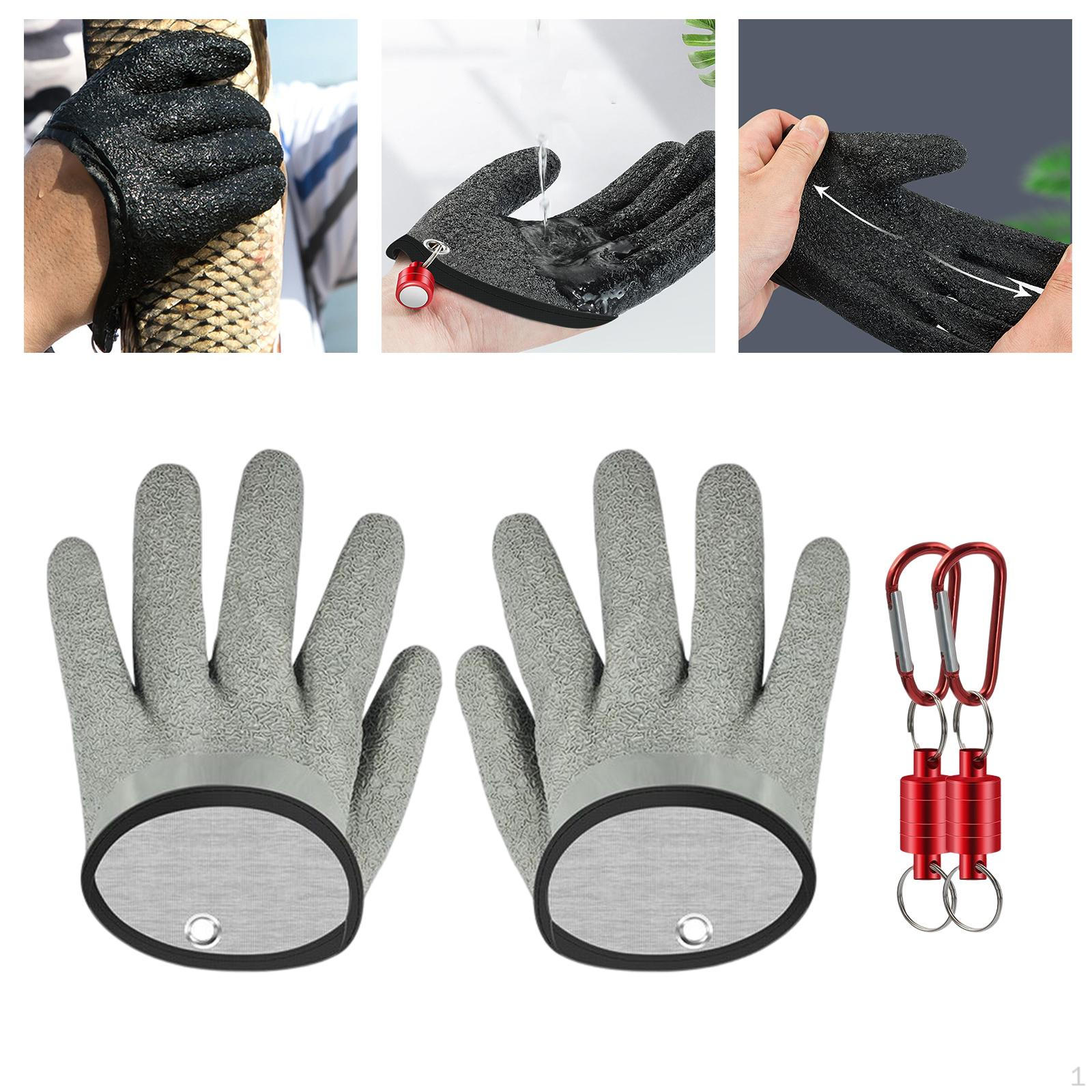 

Fishing Gloves Puncture Resistant Proof Water Nonslip Gray Aluminum Hook