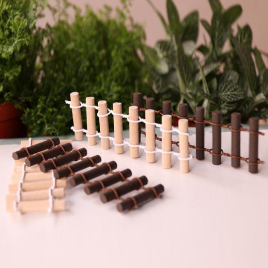 Mini Fairy Garden Fence 3.5x1.2" Miniature Wooden Decorative Picket Fence Building Model for Micro Landscape Dollhouse Accessories