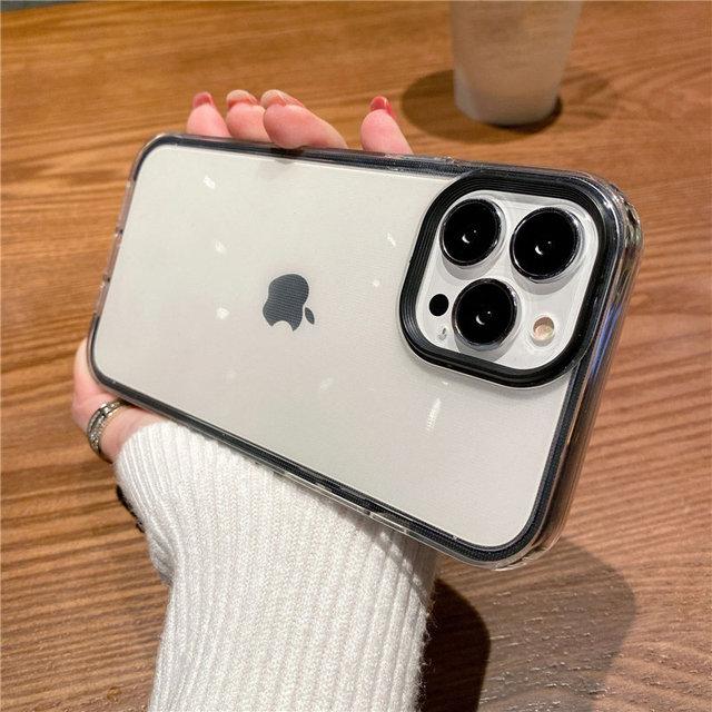 2 In 1 Frame Transparent Acrylic Phone Case For Iphone 13 12 11 Pro Max Xr X Xs Max 14plus Soft Silicone Shockproof Cover Case