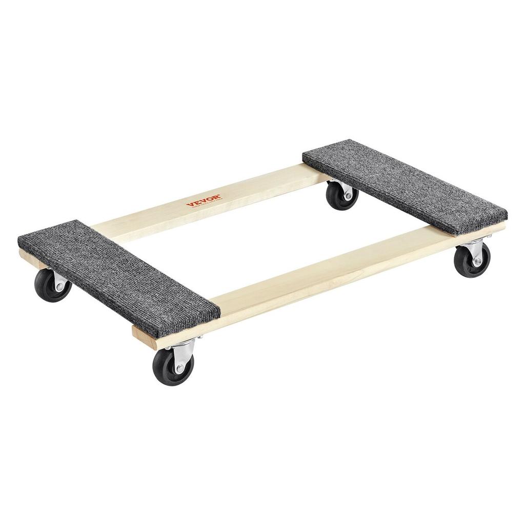 Furniture Dolly, 1000 lbs Load Capacity, 18" x 30", 4 x 3" PP Swivel Casters, Heavy Duty Hardwood Furniture Moving Dolly, Mover's Dolly, Moving Cart