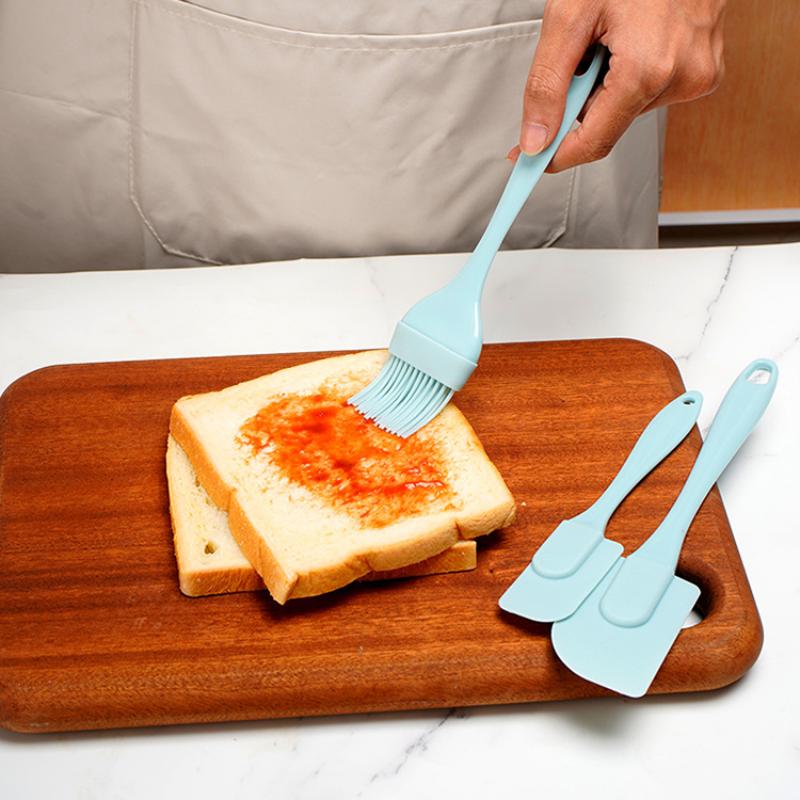 3Pcs/Set Cream Scraper Diy Bread Cake Butter Spatula Oil Brush Mixer Silicone Spatula Kitchen Baking Tool Non-Stick Kitchen New