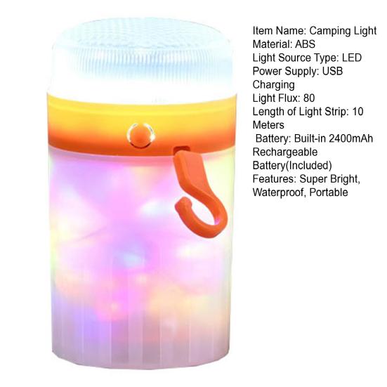 10M Retractable Outdoor Camping Light USB Rechargeable String Light Waterproof Stowable Fairy Lamp Decoration Tent Hanging LED Lantern
