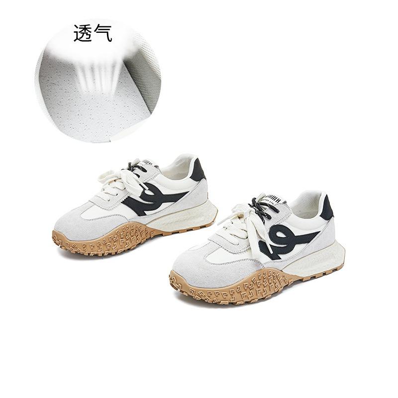 Leather Platform Women's Spring New Retro Flat-bottomed Versatile Casual Sports Shoes Single Shoes