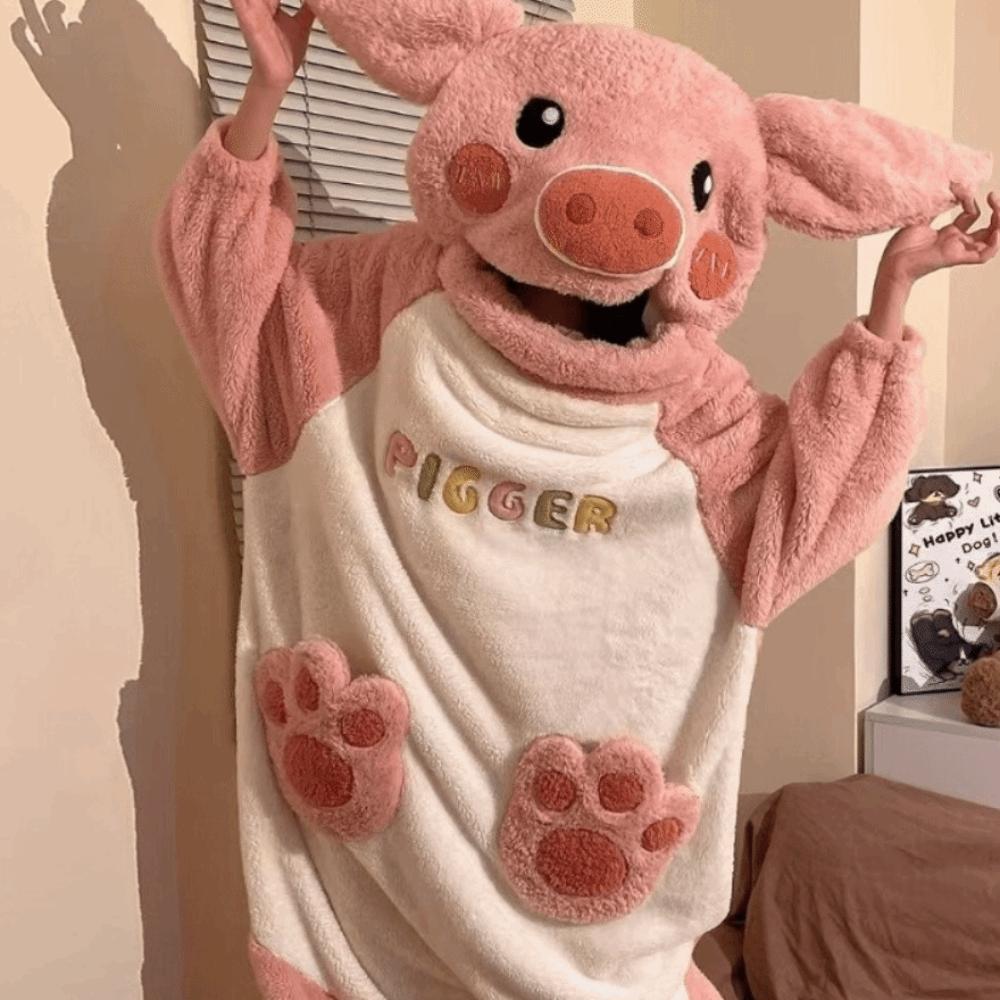Warm Pumpkin Integrated Pajamas Soft Cosplay Costume Cozy Cartoon Animal Sleepwear  Outerwear