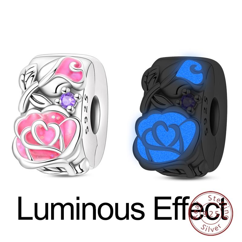 Original Luminous Charms Copper Fixed Clamp Beads Flower Fairy New Year'S Pendant Fit Bracelet Women Jewelry Gifts