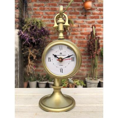 Maritim Bordsur Med Ophængsstativ Antik Vintage Guld Finish & Skinnende Guld Ur Dekorativ