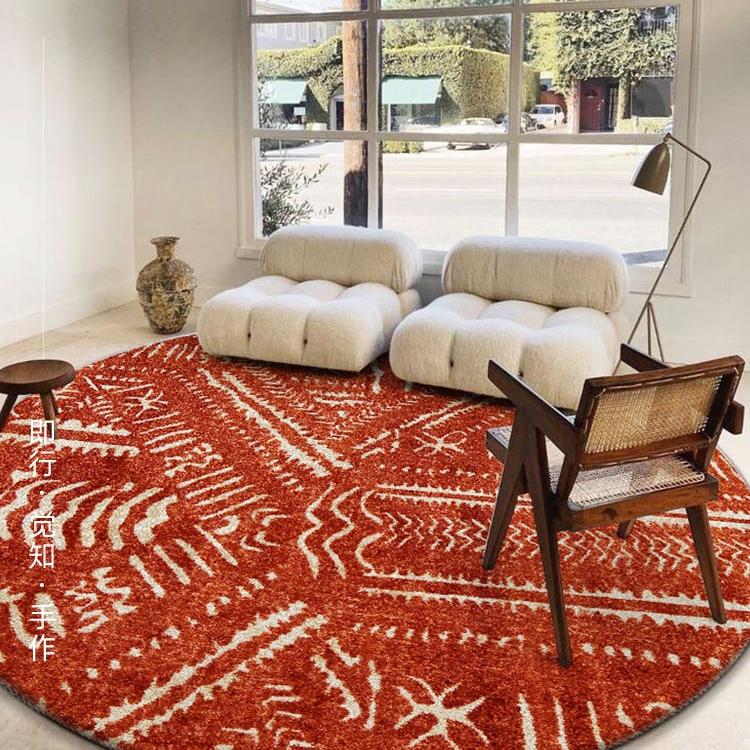 Moroccan Style Living Room Decoration Round Carpet Large Area Rugs for Bedroom Home Rocking Chair Floor Mat Washable Lounge Rug