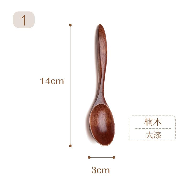 4PC Wooden Spoon Wood Tableware Spoon Anti-Scald Tea Coffee Stirring Spoons Kitchen Cooking Utensil Tool Soup Teaspoon