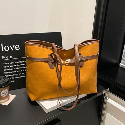 Retro Casual Large-capacity Underarm Bag Women's New Suede Tote Bag Shoulder Commuter Bag