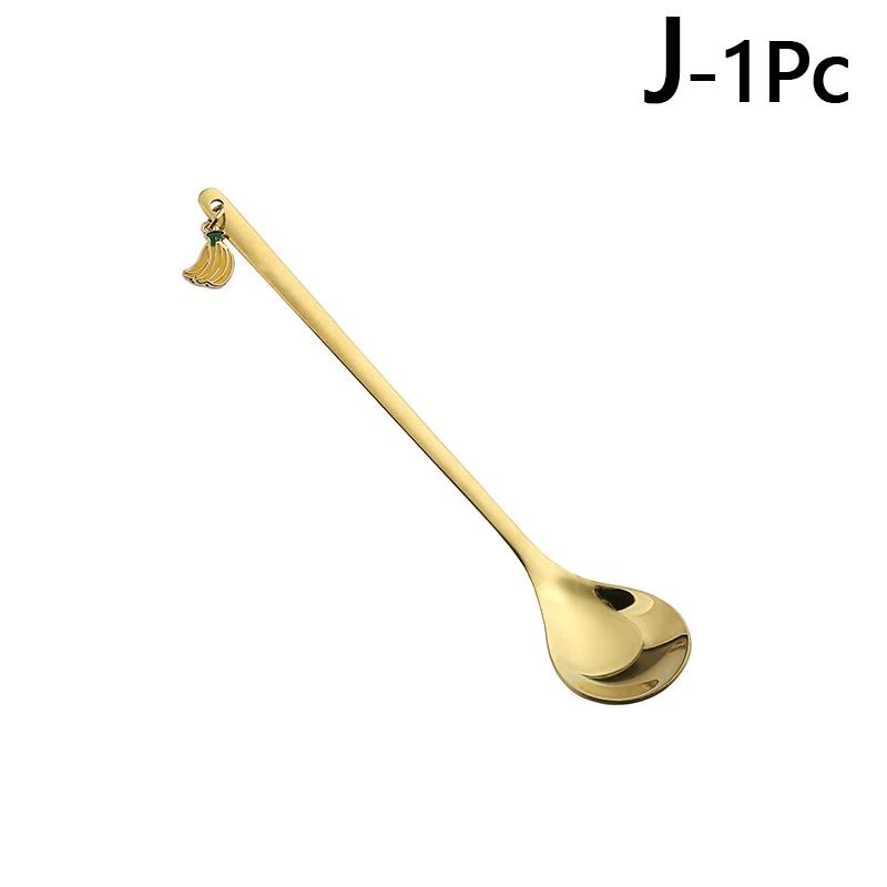 Edelstahllöffel Rührlöffel mit Fruchtanhänger Kaffeemischlöffel Dessertlöffel Tischdeko Partygeschenk Küchenwerkzeug