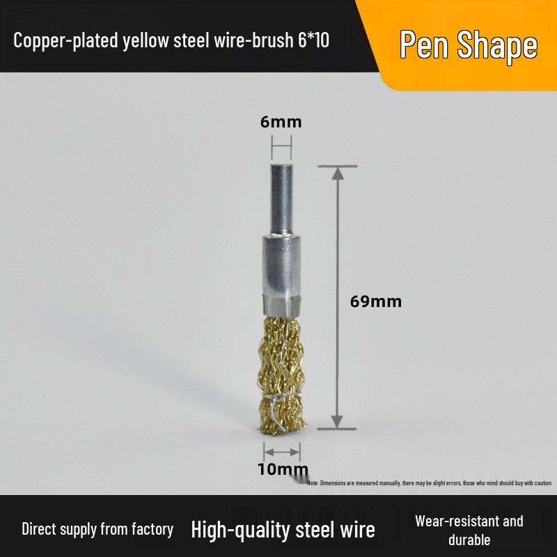 T-Shaped Electric Wire Brush with Handle for Rust Removal and Metal Cleaning - 6mm Handle