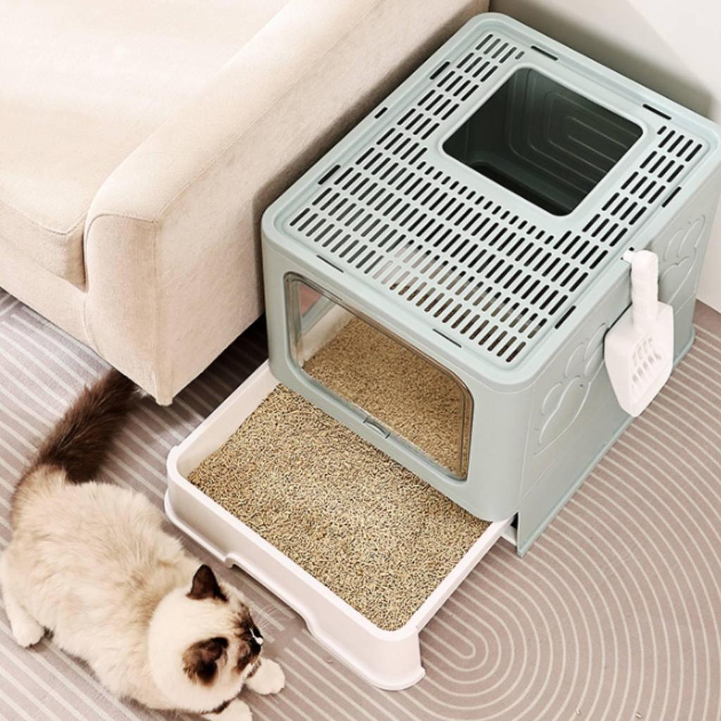 Enclosed Litter Box with Drawer Hooded Pet Supply Odor Control for Cats, Kittens