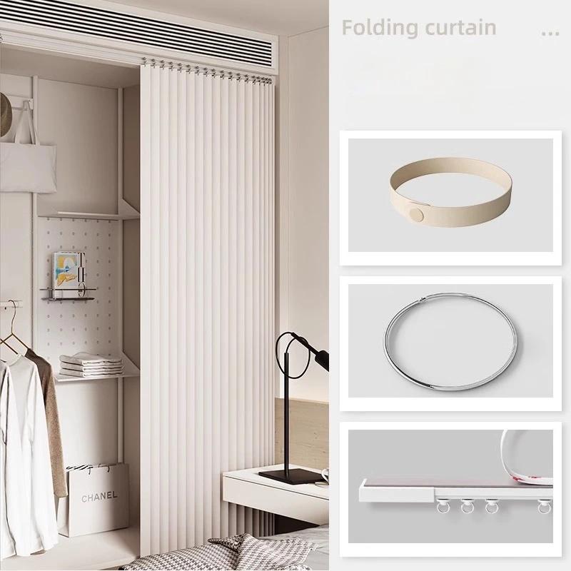 Rideau à coulisse pliante pour dressing, Rideaux de dressing pliants sans portes, Rideaux de porte anti-poussière pour armoire