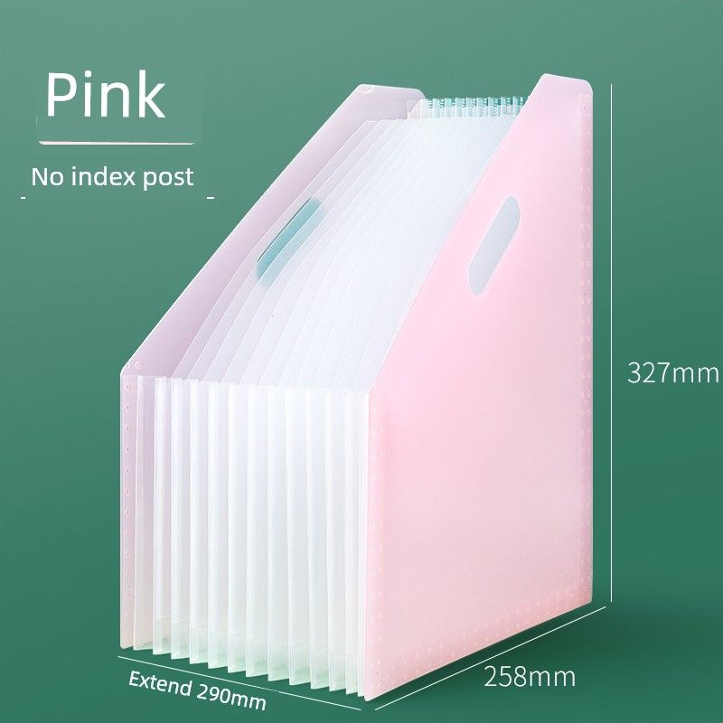 Vertical Folder Storage Box Sorting Accordion Bag Sky Blue([Vertical View] Pink Vertical Style)