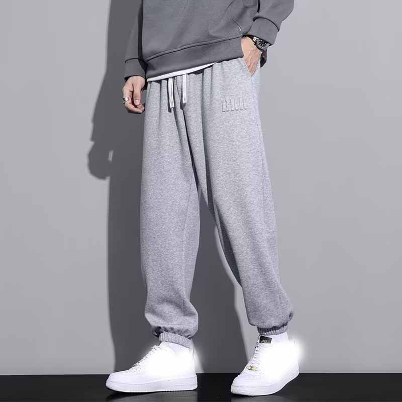 Men's Straight Sweatpants Wide Leg Cotton Track Pants Drawstring Letter Sports Baggy Pants Casual Long Trousers Big Size 5XL