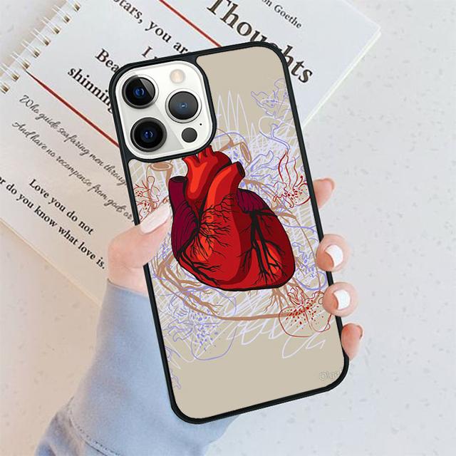 Vintage Anatomy Heart Cardiac Nurse Phone Case For iPhone 17 Air 15 16 16e 11 12 13 14 Pro Max Cover For iPhone 17 Air Max Plus