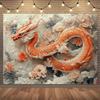 1PC, Orange Dragon Party Banner, Chinese Theme, Fantasy Event, Chinese Art, Mythical Biology Photography Arrangement