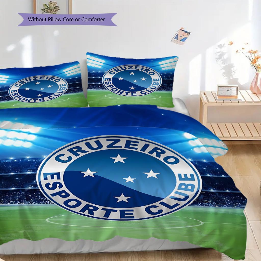 Cruzeiro Esporte Pattern Bedding Quilt Set Quilt Cover Pillowcase Home Decoration Birthday Gift (1 * duvet cover + 2 * pillowcase, without core)