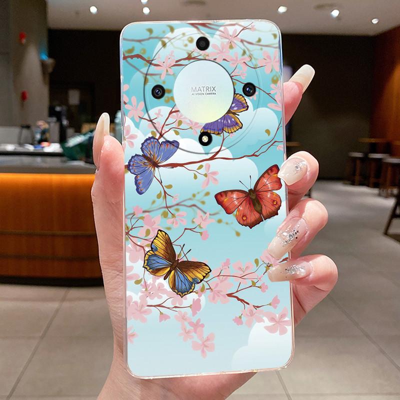 For Honor X50 5G Case Luxury Flower Painted Cover Clear Soft Silicone Phone Case For Honor X 40 50 X40 X50 5G Back Covers Bumper