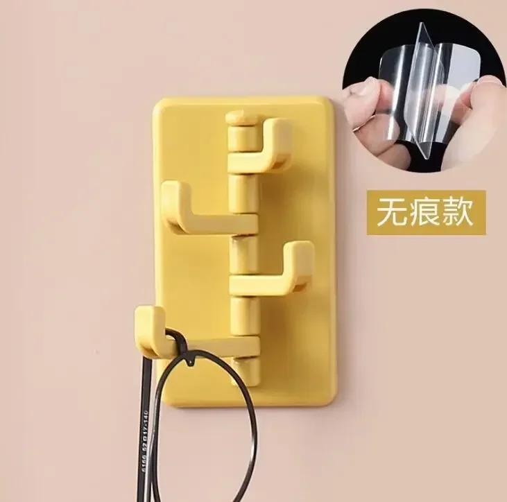 

Клейкий крючок вращающийся бесшовный прочный несущий крючки вешалка для ванной комнаты настенный органайзер для ванной кухни принадлежности жёлтый